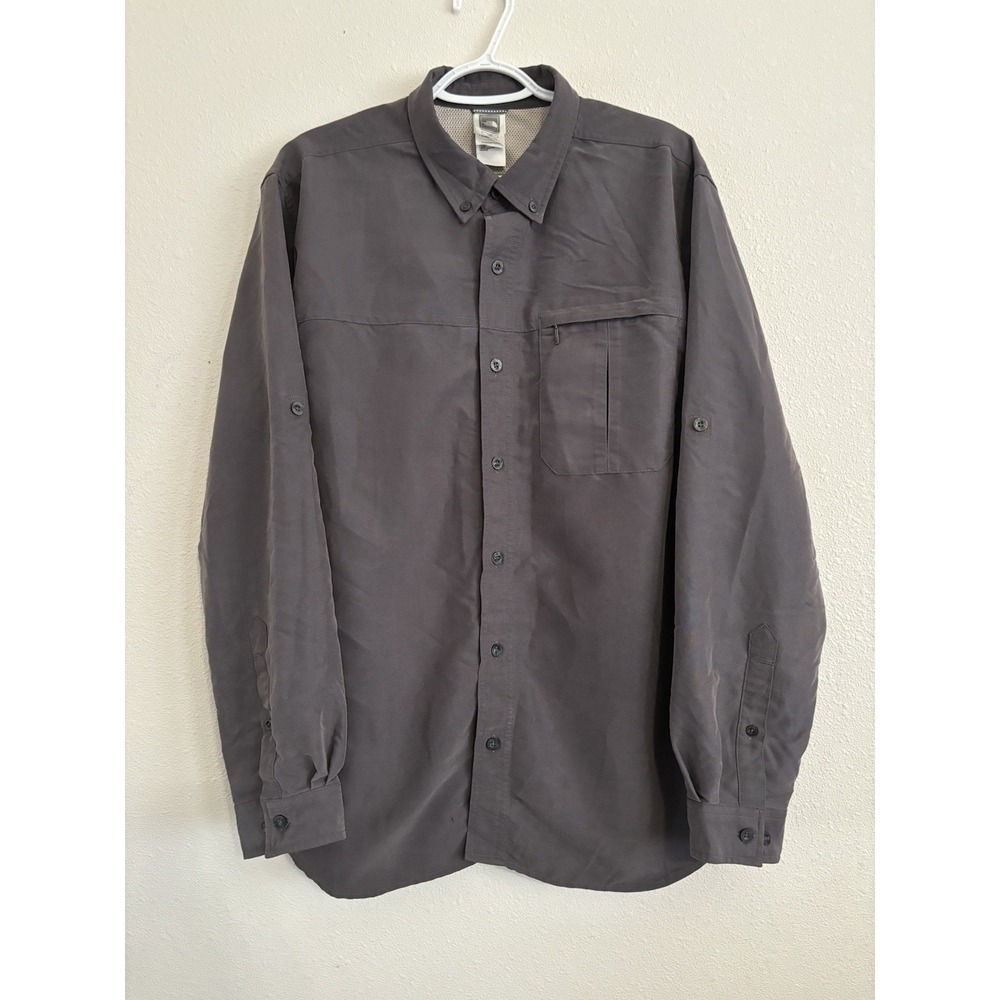 North Face Shirt Men Large‎ Gray Button Vented Fishing Hiking Camping Outdoors